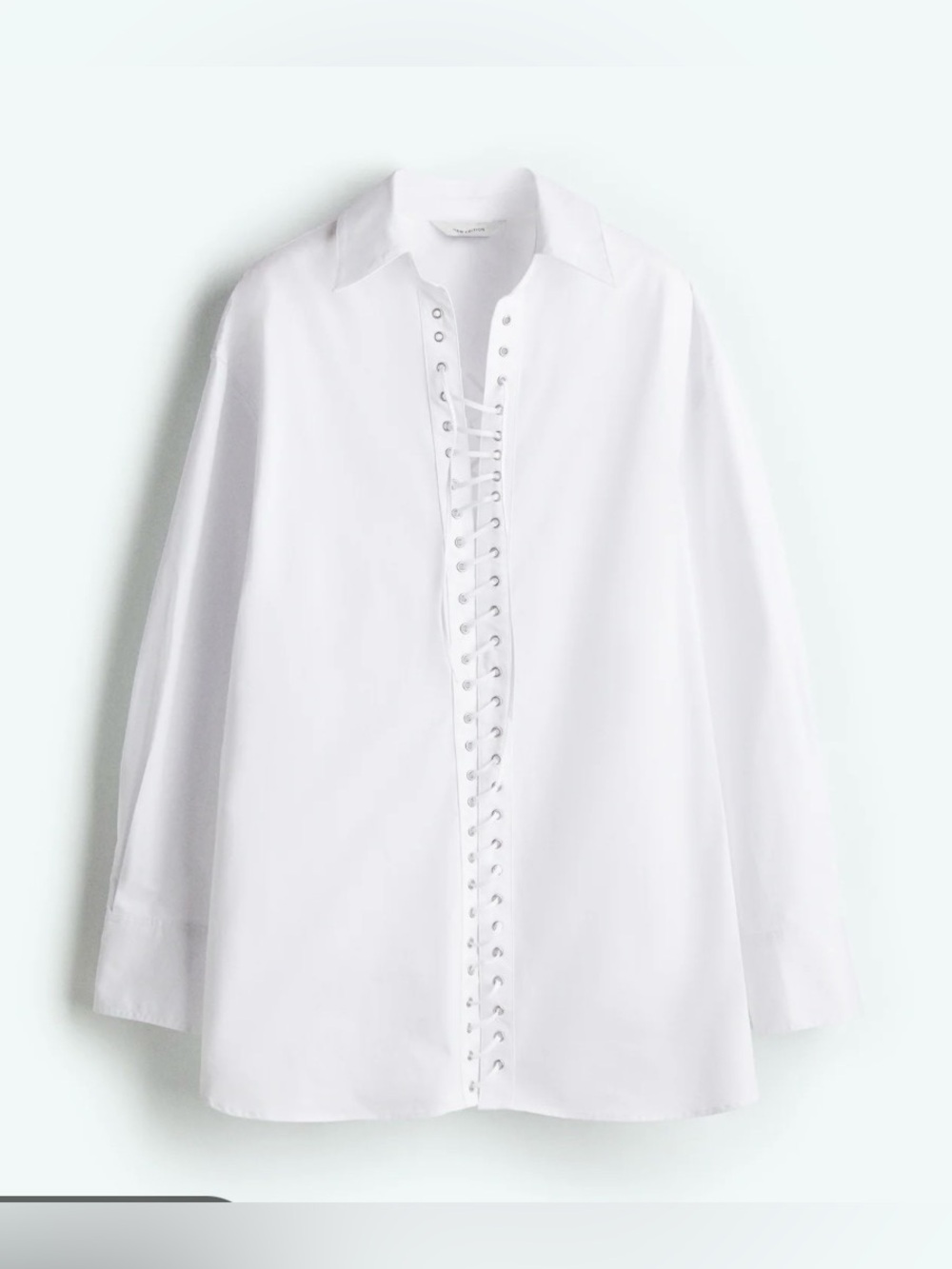 H&M White Lace-Up Corset Top with Silver Grommets